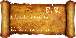 Búbán Nikola névjegykártya